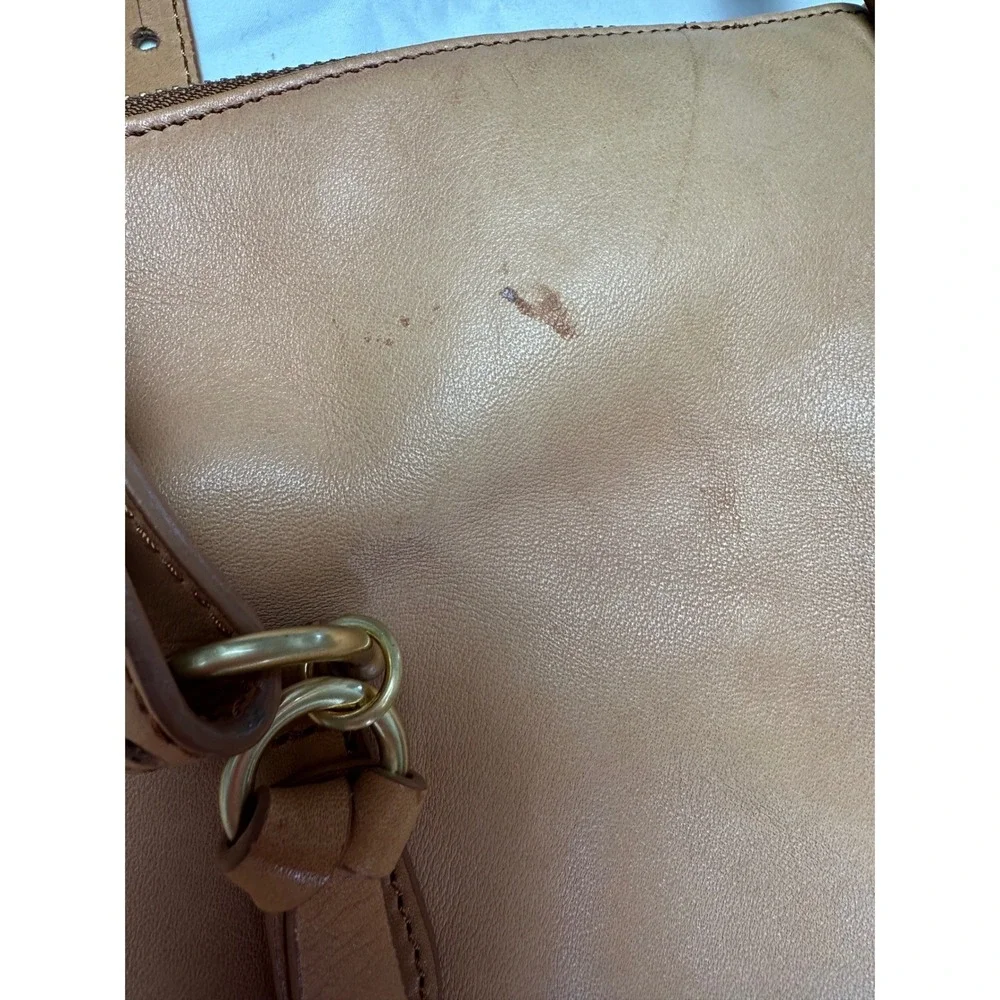 Brahmin Womens Delaney Tote Bag FLAWS Large Tan Charleston Leather Crossbody